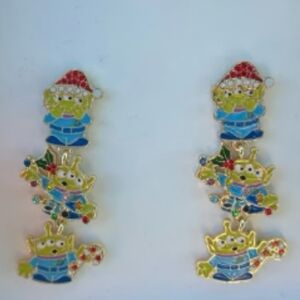 Pixar Alien Christmas Detailed Earrings BNIB ta Rt M Lp